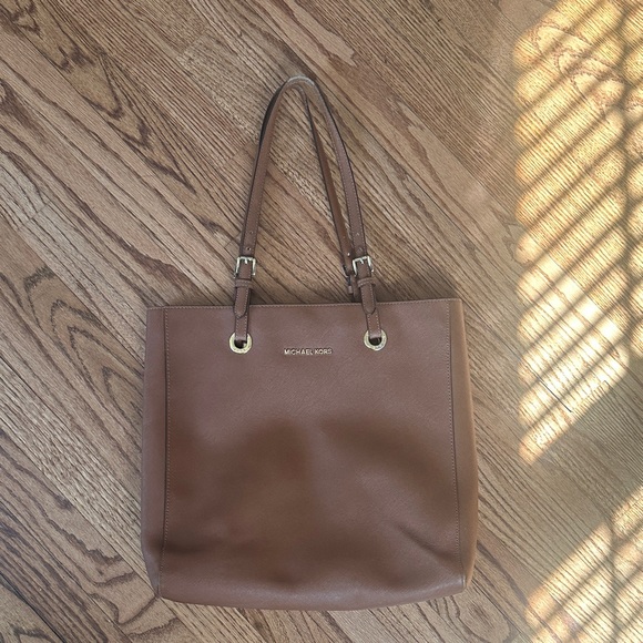 Michael Kors Handbags - Michael Kors Cognac Leather Tote with Gold Hardware